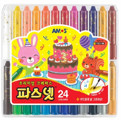 아모스 파스넷 크레파스 24색 미술크레용 그림크레용