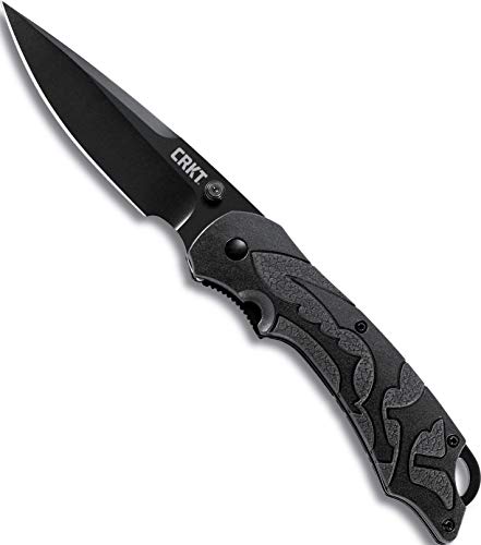 CRKT Moxie EDC Folding Pocket Knife: Assisted Opening Everyday Carry, Black Blade, Thumb Stud, Liner Lock, Textured Non Slip Handle, Pocket Clip 1100