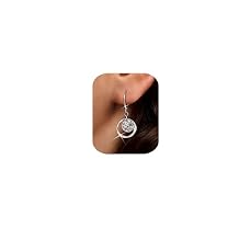 MILACOLATO 925 Sterling Silver Earrings Leverback Earrings for Women Trendy Hypoallergenic Dangle Earrings Lightweight Drop Earrings Statement Unique Hammer Teardrop Disc Circle Rhombus Jewerly Gifts