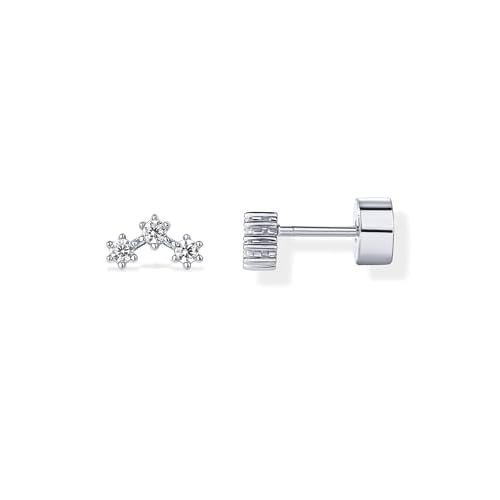 PAVOI 14K Gold Plated 925 Sterling Silver Posts Mini Stud Flat Back Earrings for Women | Helix Cartilage Piercing Jewelry | Dainty Pearl Star Cluster Cubic Zirconia Lotus Climber Screw Backs