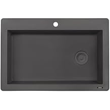Ruvati 33 x 22 inch epiGranite Drop-in Topmount Granite Composite Quartz Single Bowl Kitchen Sink - Urban Gray - RVG1033UG