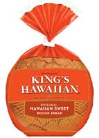 King's Hawaiian Original Sweet Round Bread Loaf, Soft & Fluffy Hawaiian Style, 16 Oz, Pack of 6 Bulk Case