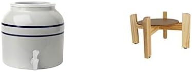 New Wave Enviro Porcelain Water Dispenser, Classic Blue Stripe Design, 2.5 Gallon Capacity with Water Dispenser Counter Stand