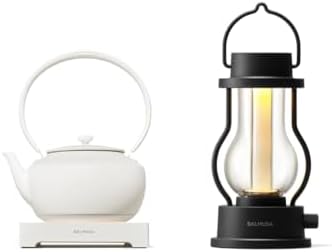 BALMUDA Combo Pack: MoonKettle White & The Lantern Black | Electric Kettle with Temp Control & Rechargeable LED Lantern