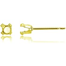 Sterling Silver Yellow 3mm Round Prong Snap Stud Finding (Pair)