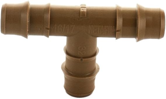 Netafim 17mm Techline Insert Tee - Drip Irrigation Barbed Tee Connector (25 PCS) | Compatible with 1/2" Drip Line Tubing | Easy Install | Precision Garden Watering (00135-000870)
