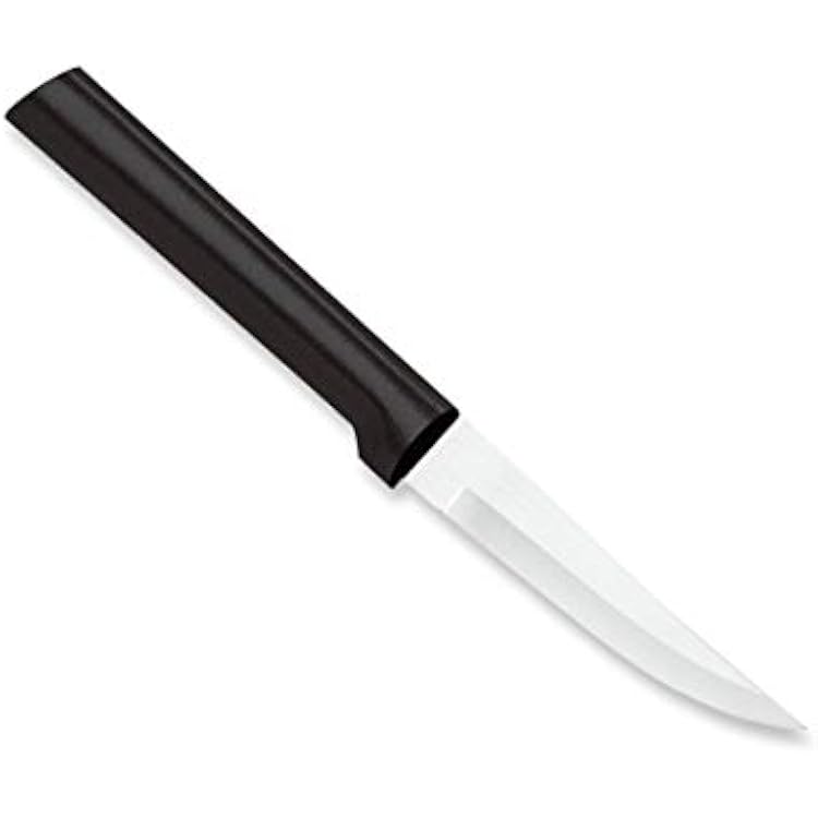 Rada Cutlery Heavy Duty Paring Knife W203, 3.25 Stainless Steel Blade, Black Handle, Pack of 6