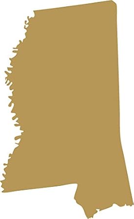 Picniva Gold Mississippi MS State Map Vinyl Decal for Car, 3 in