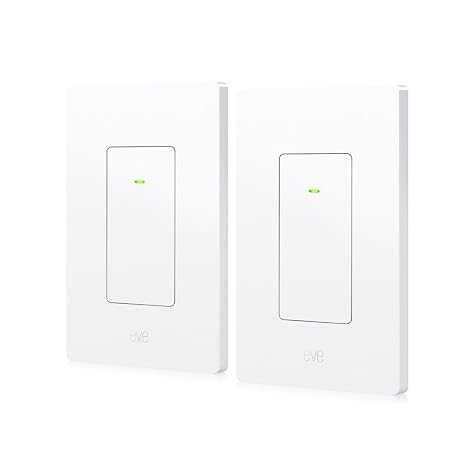 Eve Light Switch (Matter) 2-Pack Smart Wall Switch for Apple Home, Alexa, Google Home, SmartThings; for Single-Pole & 3-Way switches; Thread, Requires Thread Router & Neutral Wire; UL-Certified
