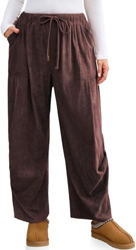 TARSE Women Corduroy Baggy Harem Pants Drawstring Loose Wide Leg Casual Lounge Pant 2025 Travel Vacation Clothes with Pockets