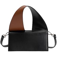 Leather Top Handle Purse for Women, Fashion Hobo Handbag, Vintage Flap Satchel, Black Square Crossbody Bag