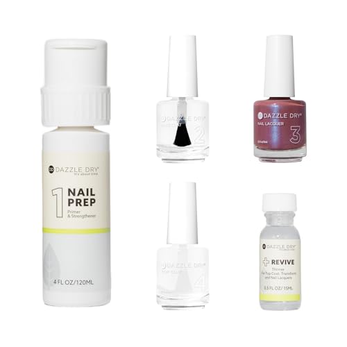 Dazzle Dry Full System Kit - School Spirit - A mauve with a blue shimmer. Full coverage shimmer. 5 Piece Kit