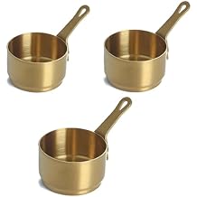 3-Piece Stainless Steel Sauce Cups Set Mini Condiment Pots with Handles Durable, Non-Slip Base for BBQ, Steak, Coffee Sauce Dish(Gold)