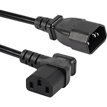 Toptekits IEC C14 to C13 Elbow Plug Power Cord PC, 90 Degree Angle C13 to C14 Computer Power Cable Replacement,Right Angle IEC 3 Prong PC Power Cord Plug,5ft/1.5m,18AWG.