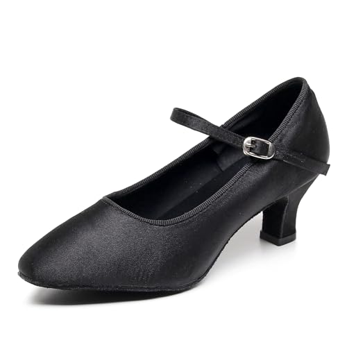 AOQUNFS Women Ballroom Dance Shoes Closed Toe Walts Salsa Latin Dancing Shoes,FT-020