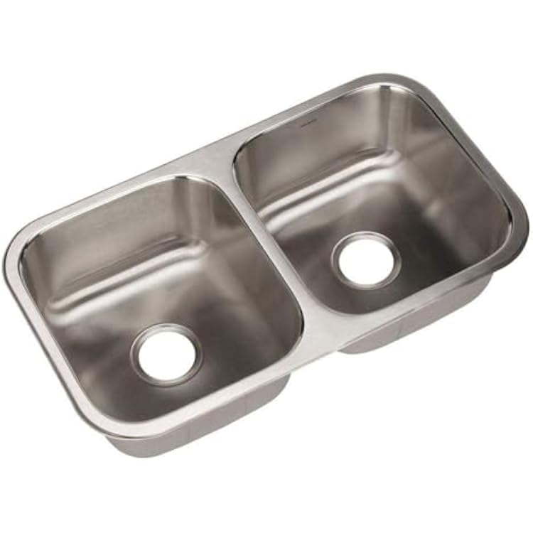 Houzer Elite Stainless Steel Kitchen Sink: 31 Inch Undermount 5050 Double Bowl Sink with Strainer, Durable & Versatile, Essential for Home & Apartment: ED-3108-1