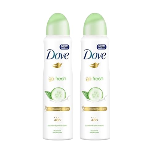 Dove Deodorant Cucumber & Green Tea Scent 250ML | Long Lasting Freshness | 48H Sweat & Odor Protection | Alcohol-Free Gentle Formula | Moisturizing Care for Smooth Skin | Daily Confidence | 2-Pack