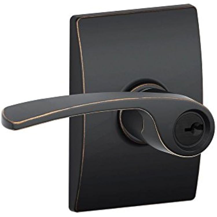 SCHLAGE F51A MER 716 CEN Merano Lever with Century Trim Keyed Entry Lock, Aged Bronze