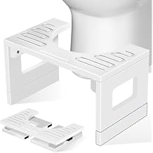 Bamboo Toilet Stool Squat 7in & 9in Adjustable Heights, Foldable Poop Stool for Bathroom Adults Kids, Potty Stool with Non-Slip Layer to Improve Bathroom Posture and Comfort, 400 lbs Capacity