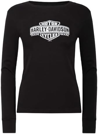 Harley-Davidson Womens Elongated Bar & Shield Long Sleeve Shirt, Black