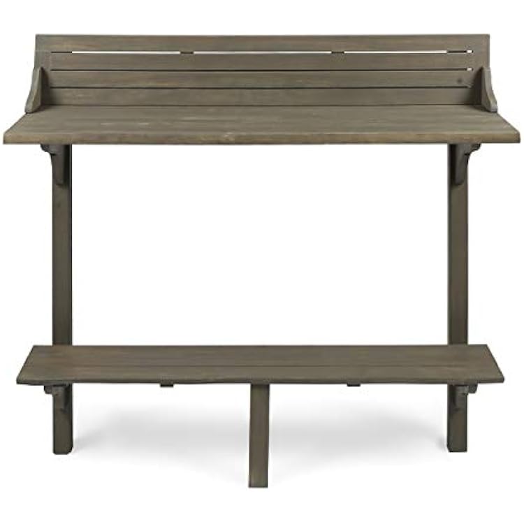 Christopher Knight Home Caribbean Outdoor Acacia Wood Balcony Bar Table, Grey Finish