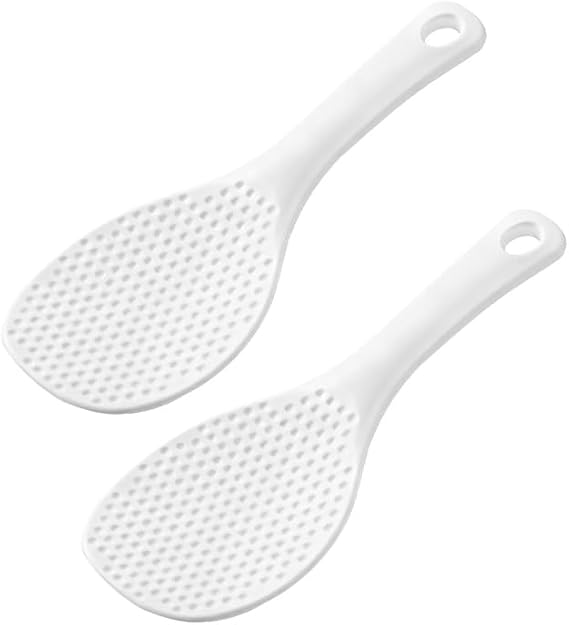 OLIREXD 2PCS Non-Stick Rice Paddle Spoon Rice Scoop, Rice Serving Spoon, White, 2 Pack