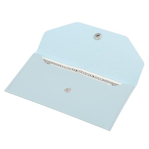 Teaaha Cash Wallet Genuine Leather Money Stuffing Wallets Organizer Reusable Budget Envelope Wallet Retro Clutch Wallets for Men Women Cash Check Billing, Minimalist Design Blue