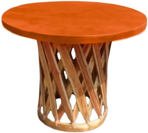 Table Traditional Mexican Equipal Furniture Honey Color Handmade, Artisan in Mexico by Equipales San Jose Original Leather Ideal for your Home, Bar, Restaurant, Garden, Office, Hotel