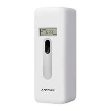 Anydry Automatic LCD Air Freshener Dispenser Wall Mount or Free Standing, Programmable Spray for Bathroom Home Office Hotel Commercial Use, Compatible with Glade Refills, White
