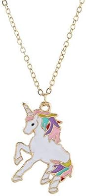 Unicorn Necklace Rainbow Unicorn Necklace Pendant Jewelry Gifts Christmas Birthday Gifts Friend Granddaughter Alloy Metal Necklace(1 Pack)