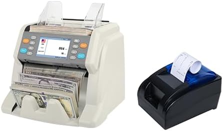 RIBAO MC-50 Bank Grade Money Counter Machine Multi Currency Mixed Denomination Bill Cash Value Counter Compatible with 58mm printer2 CIS/UV/MG/MT/IR Serial Number Recording