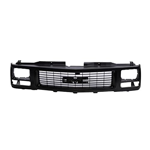 Replacement Parts Front Grille Grill Black With Single Sealed Beam Headlight Hole Compatible With GMC CK 1500 2500 3500 Yukon Suburban 1988-1993 Pickup Truck