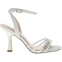 Nina Shoes Glitter Net High-Heel Strappy Sandals with Ankle Strap