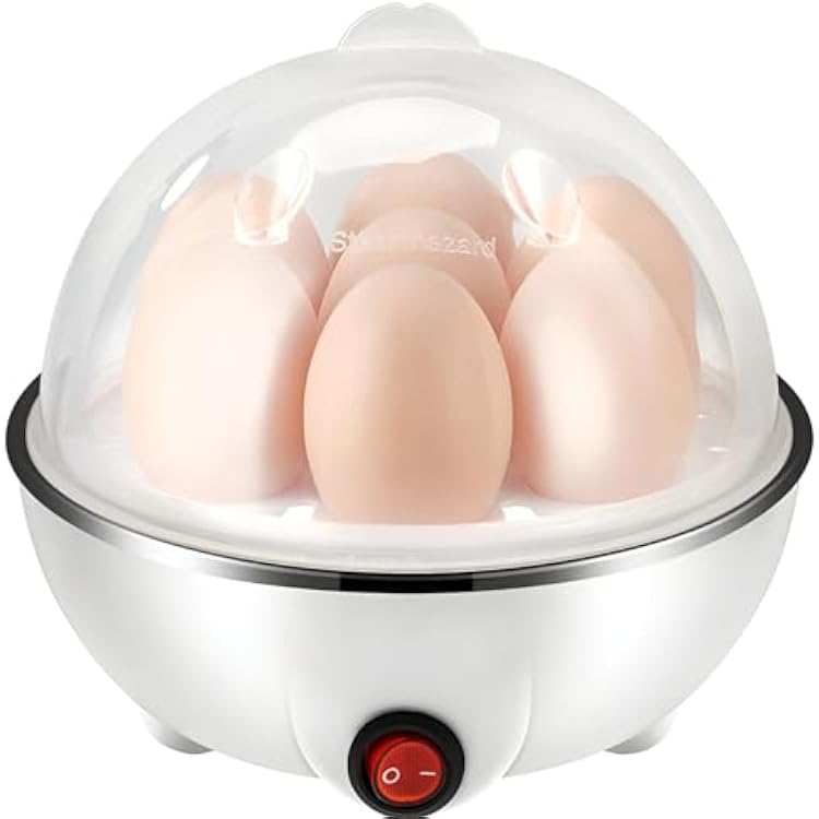 Generic Egg Cooker & Egg Boiler 7 Egg Capacity 3-in-1 Electric Boiled Egg, Vegetable Cooker, Poacher, Scrambled, Omelet Maker with Auto Shut Off Feature Multipropose Boiler and Steamer White