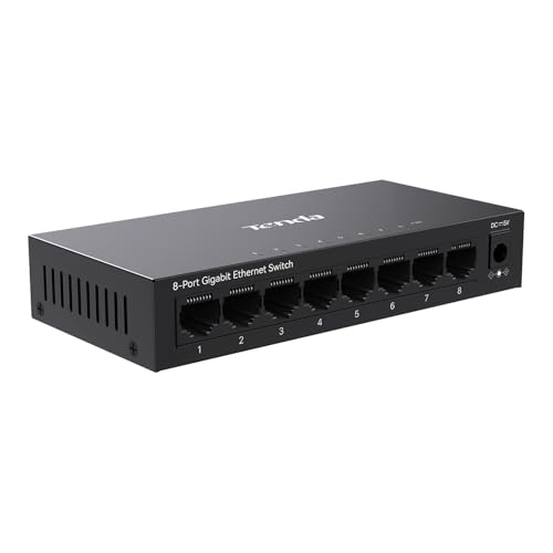 Tenda 8 Port Gigabit Switch, Unmanaged Network Switch, Ethernet Switch, Office Ethernet Splitter, Internet Switch, Home Network Hub, Plug-and-Play, Silent Operation, Desktop or Wall Mount TEG1008M