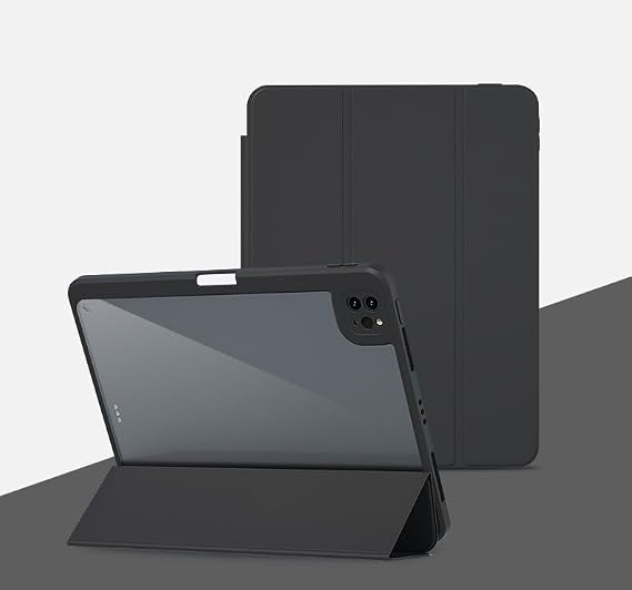 for Nokia T20 Smart Case, Detachable Magnetic Cover,with Clear Transparent Back and Pencil Holder, Auto Sleep/Wake,Black