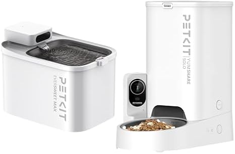 PETKIT EVERSWEET MAX Cordless Cat Water Fountain & Automatic Pet Feeder with Camera, 105 fl oz/3L Pet Water Fountain for Cats Dogs Inside, 2.4G WiFi Cat Dog Feeder