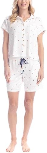 Ocean Pacific Summer Lovin' Pajama Set, Notch Collar Button Down Shirt and Sleep Shorts