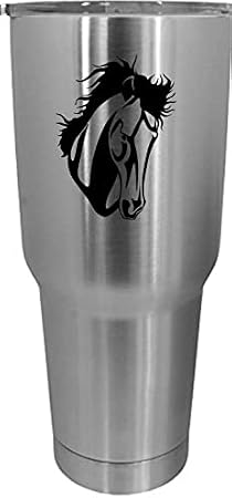 Rocky Mountain (Face) Horse Themed Etched 30oz Stainless Steel Tumbler