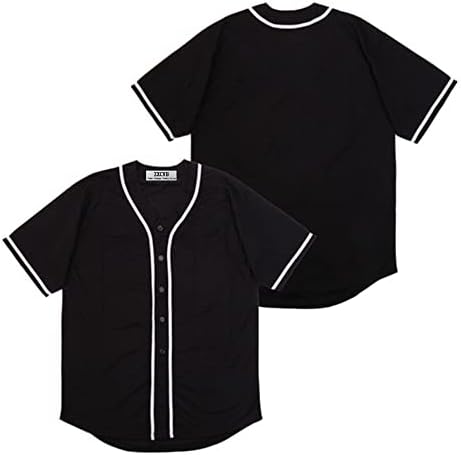 ZXCVB Baseball Button Down Jersey Hipster Hip Hop Short Sleeves