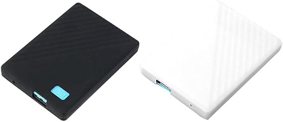 2 Pack Soft Liquid Silicone Protective Case Cover Sleeve Compatible with WD 1TB/2TB My Passport Portable External Hard Drive HDD, Shockproof dropproof Scratch Resistant Skin(Black+White)