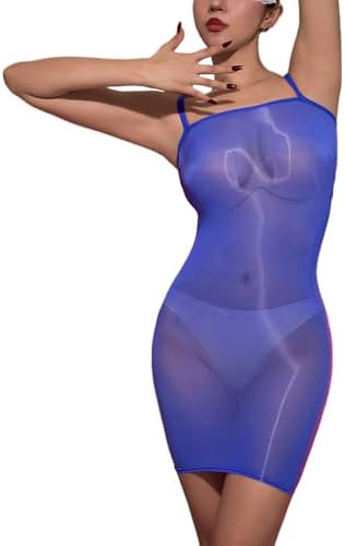 Bodystocking for Women Sexy Bodysuits Nylon Sheer Dress Adjustable Halter Silky Oily Bodysuit Glossy Body Stockings