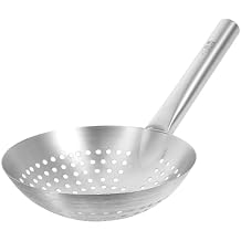YARDWE Stainless Steel Skimmer Spoon Slotted Strainer Ladle Fine Mesh Wire Oil Filter Mandarin Colander Scoop for Kitchen Cooking 22cm