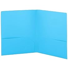 Folders with 2 Pockets Blue, Colored Plastic File School Folder Letter Size, Heavy Duty Poly Portfolio Folder with Two-Pockets, Also Available in Purple, Green, Red, Pink, and Grey, 1 Pc - By Enday
