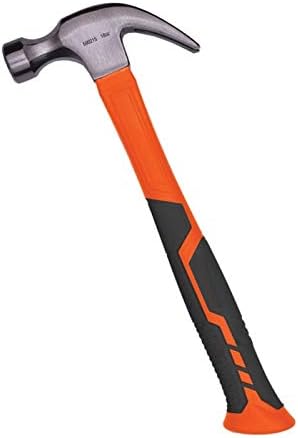 Edward Tools 16 oz Claw Hammer with Fiberglass Handle - All Purpose Hammer with Forged Hardened Steel Head - Ergo Shock Absorbing Rubber Grip