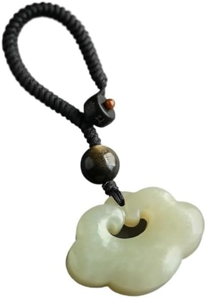 Car Keychain Hetian Jade Car Keychain Pendant Peace and Good Luck Men and Women Practical Gift Backpack Jewelry Pendant Key Rings