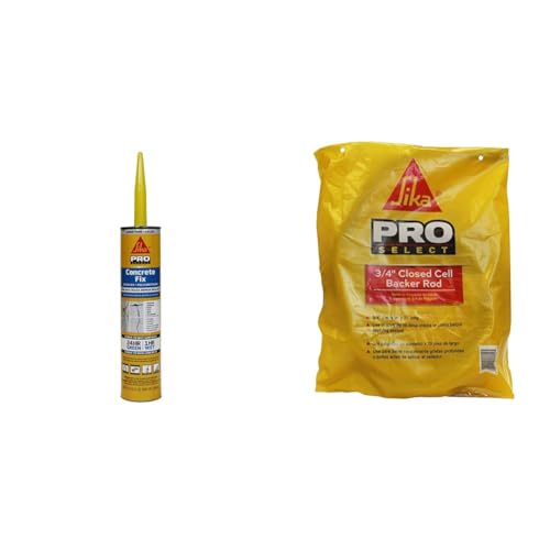 Sikaflex 10.1 fl. Oz Concrete Fix Limestone Sealant Cracks Joints  Sika 34 Diameter 20 ft Polyethylene Foam Backer Rod Before Sealant