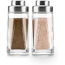 Glass Salt and Pepper Shakers Set - Aelga Salt Shaker with Stainless Steel Lid - Elegant Farmhouse Kitchen Decoration(2pcs)