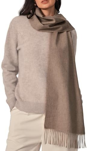 KVSS 100% Pure Cashmere Woven Scarf for Women Soft Winter Wraps Fringed Edges | Luxury Cashmere from inner Mongolia