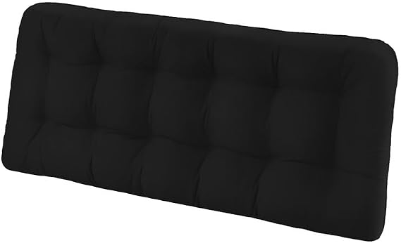 Tufted Bench Cushions for Outdoor Furniture, 59" x 18" Porch Swing Cushions Filled with Foam, Overstuffed Patio Cushions for Bench Loveseat with 2-3 Seats,Thick and Water Resistant, Black